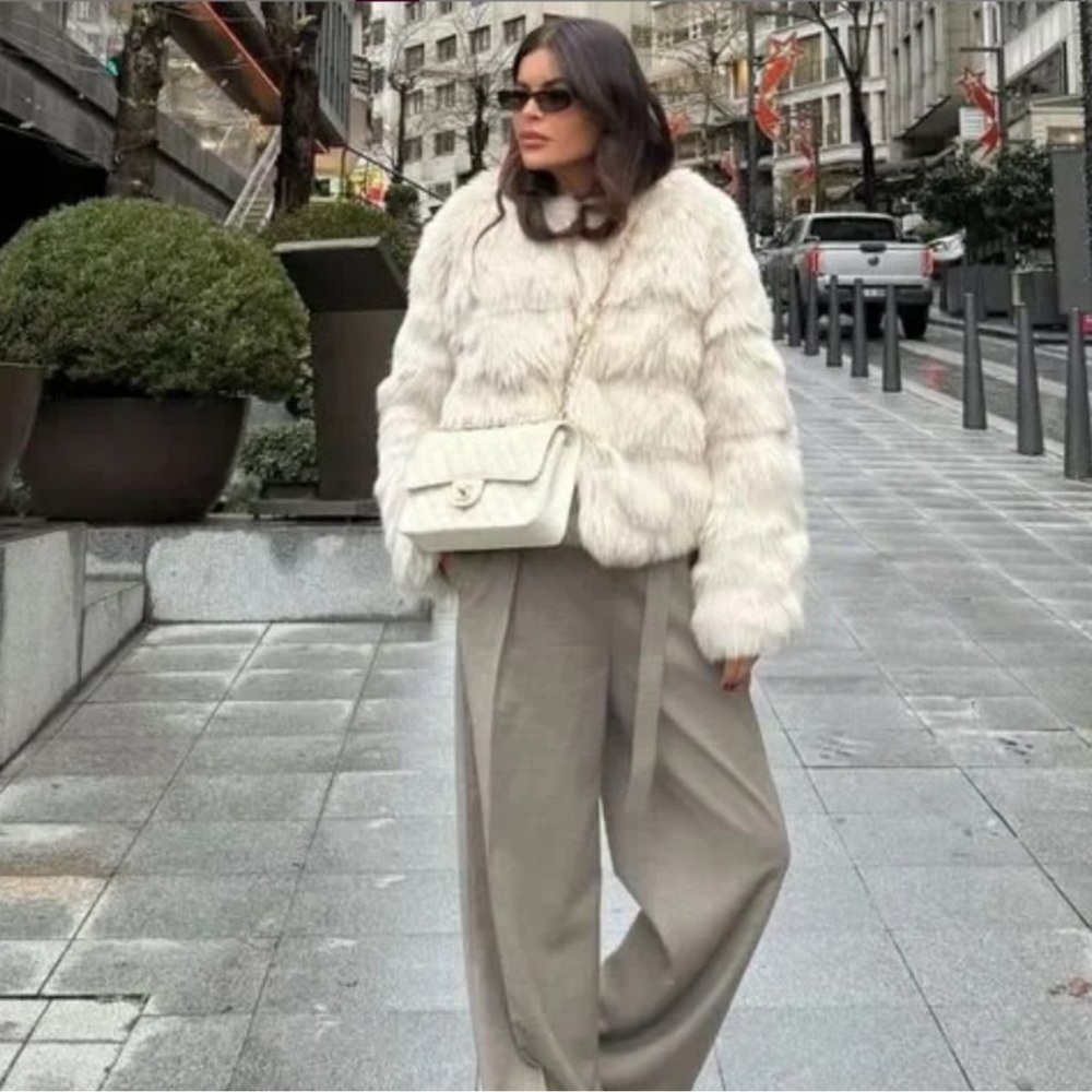 Zara Off-White/Cream Teddy Faux Fur Jacket - Picture 4 of 15